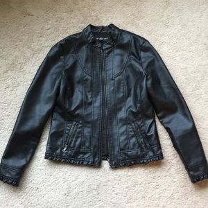 Faux black leather jacket